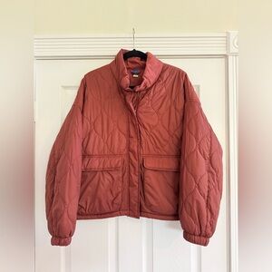 Rust Orange OldNavy Packable Oversized WaterResistant Quilted Jacket Size Medium